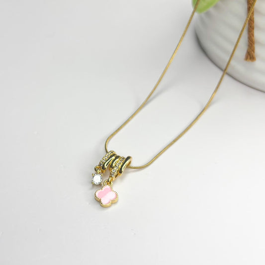 Pink Clover Sparkle Necklace