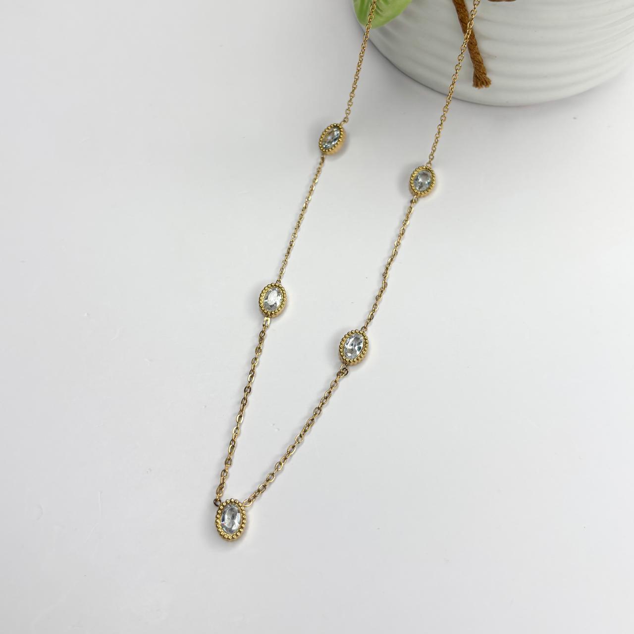 Multi Oval Stone Necklace