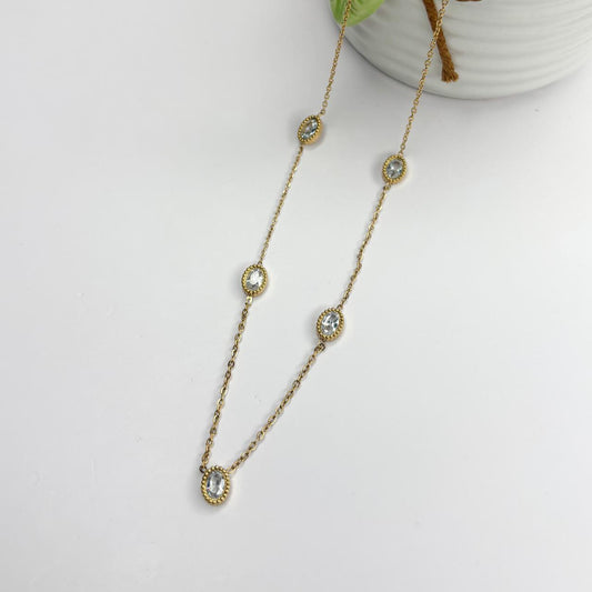 Multi Oval Stone Necklace
