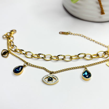 Evil Eye Charm Layered Bracelet