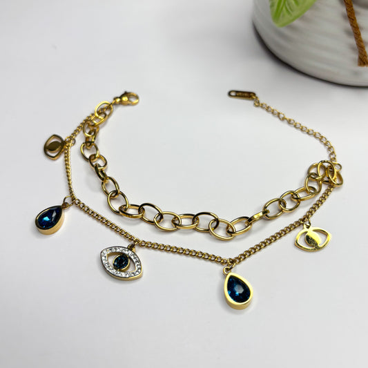 Evil Eye Charm Layered Bracelet