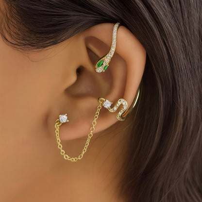 Serpentine Chain Stud Cuff Earring