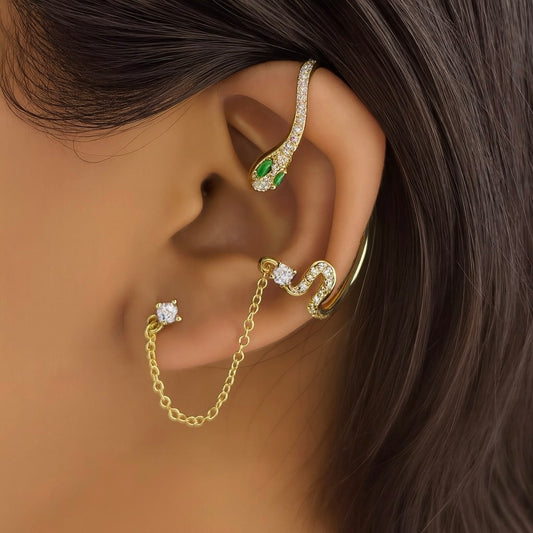 Serpentine Chain Stud Cuff Earring