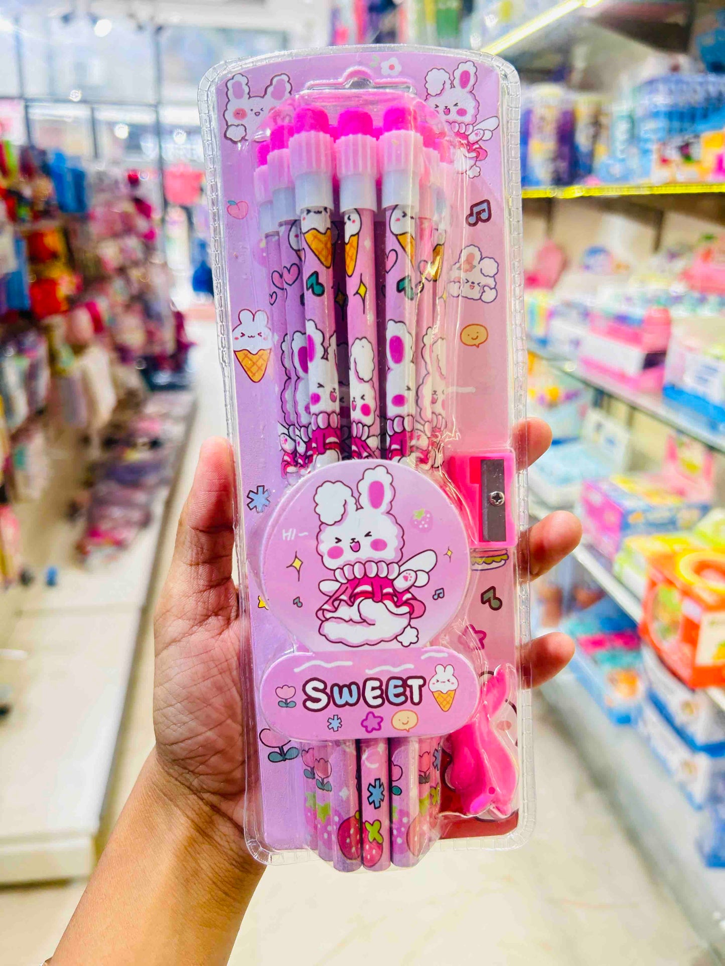 Pencil Set With Eraser And Sharpener