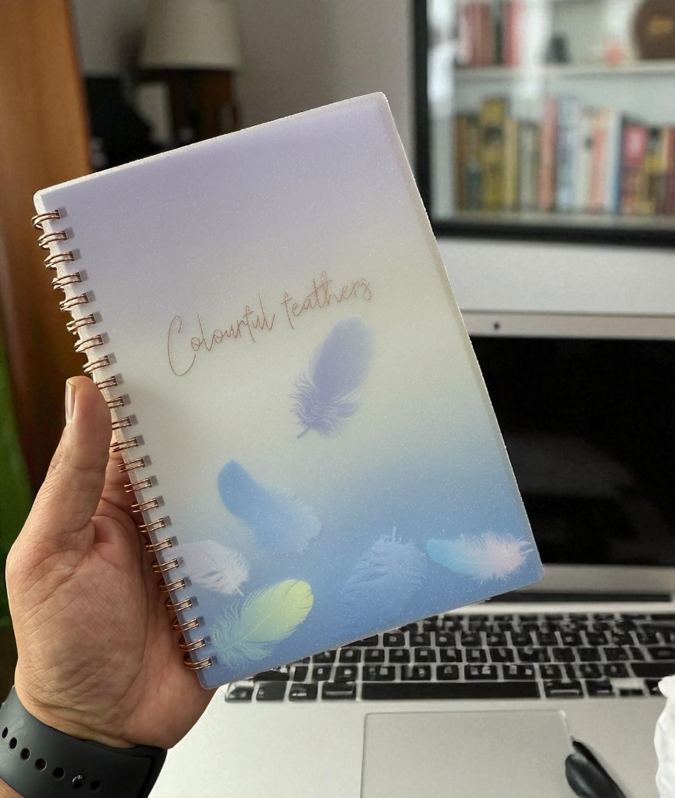 Colorful Feathers Spiral Diary