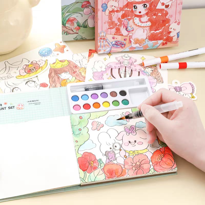 Watercolor Colouring Doodle Book