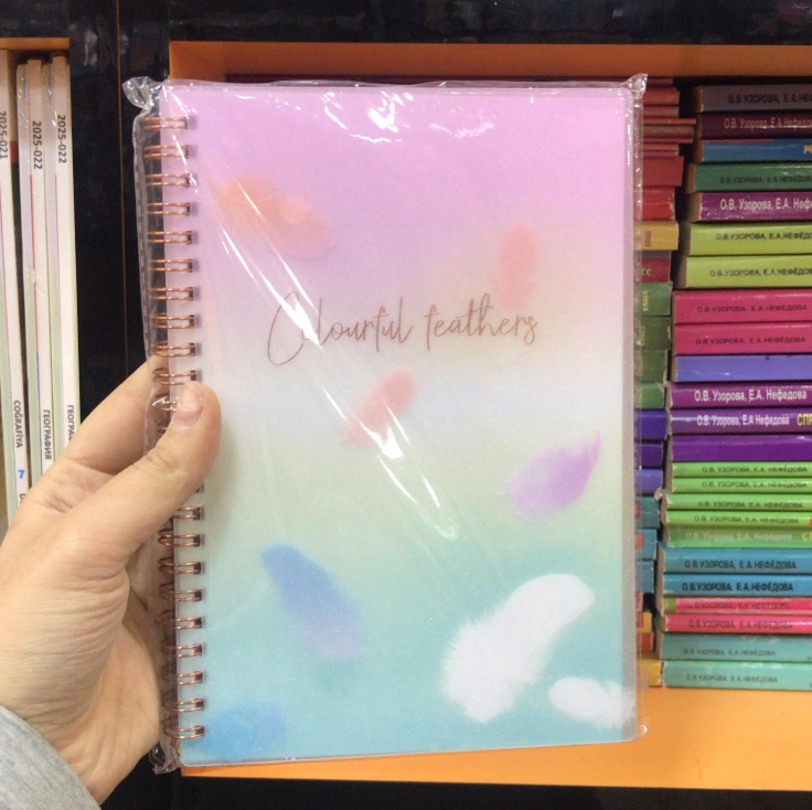 Colorful Feathers Spiral Diary