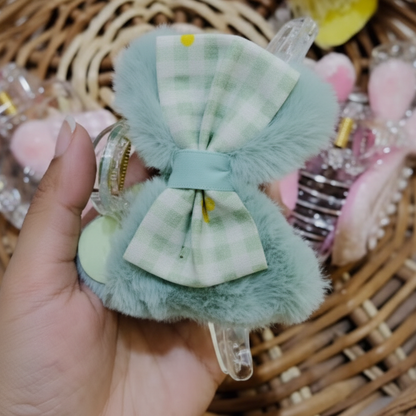 Checkered Fur Hair Claw Clip