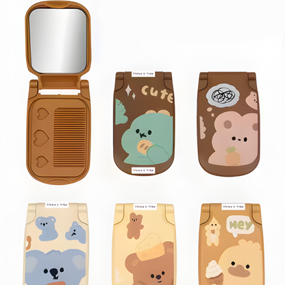 Foldable Popup Pocket Mirror With Comb