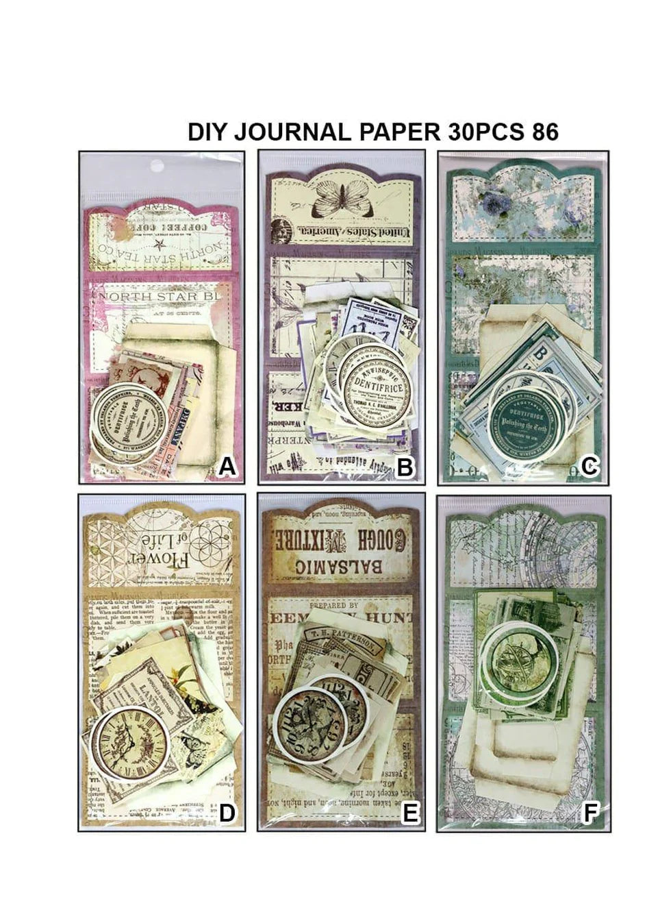 Journal Vintage Sticker 30 Pcs Set
