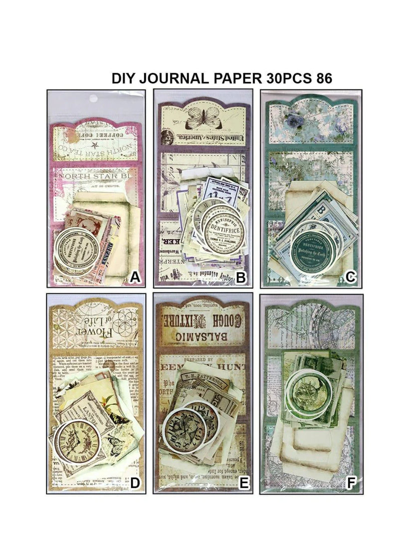 Journal Vintage Sticker 30 Pcs Set