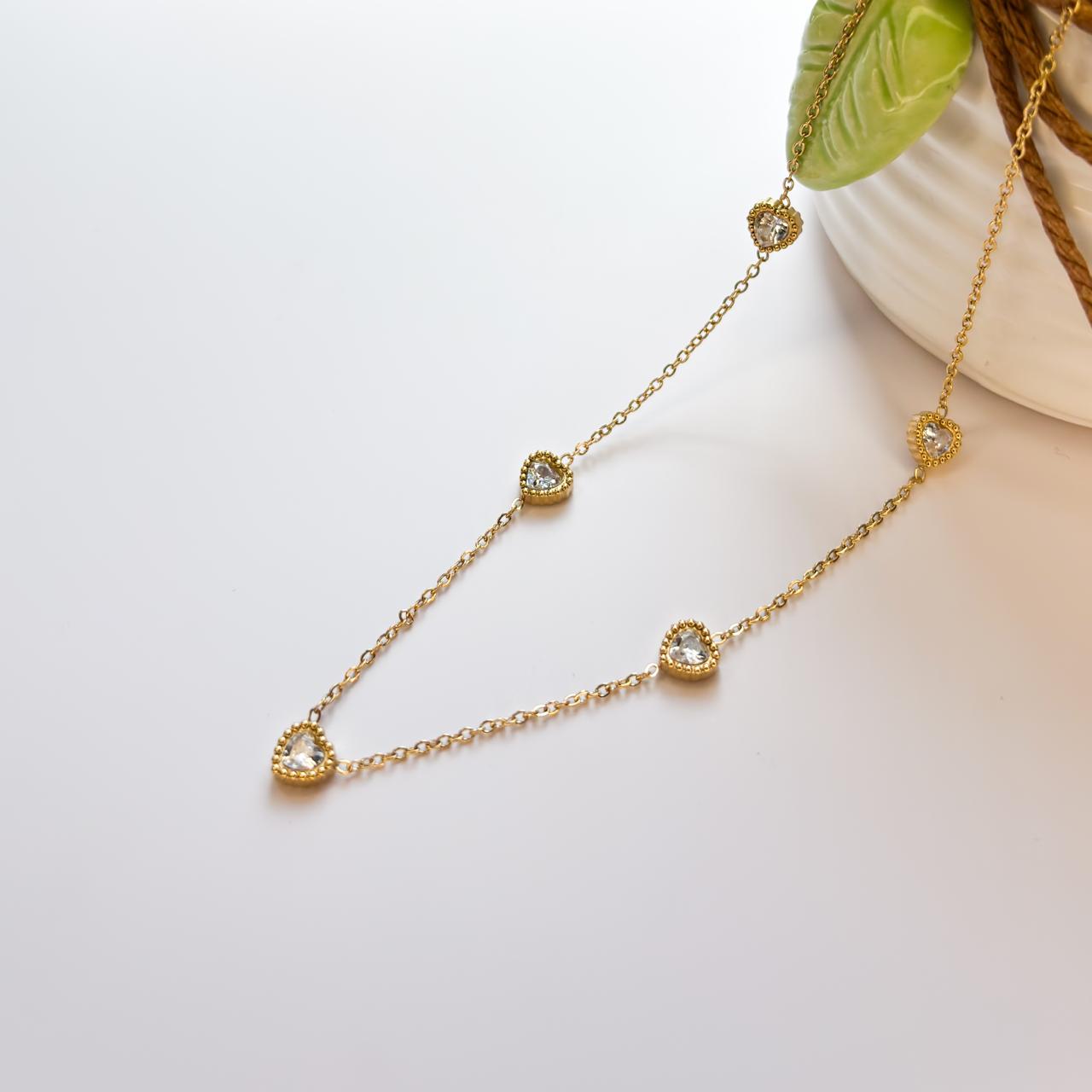 Multi Heart Stone Necklace