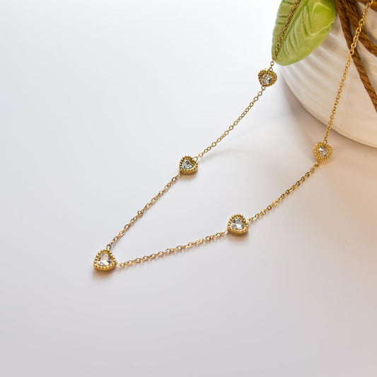 Multi Heart Stone Necklace