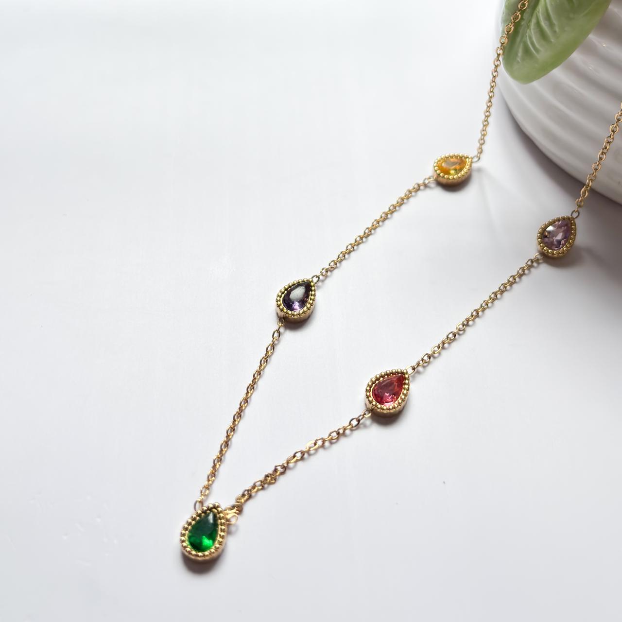 Rainbow Droplet Necklace