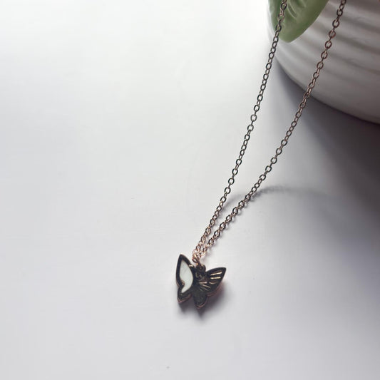 Dual-Sided Butterfly Pendant Necklace – Rose Gold