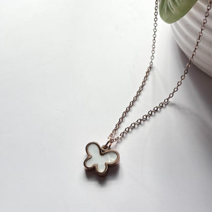 Dual-Sided Butterfly Pendant Necklace – Rose Gold
