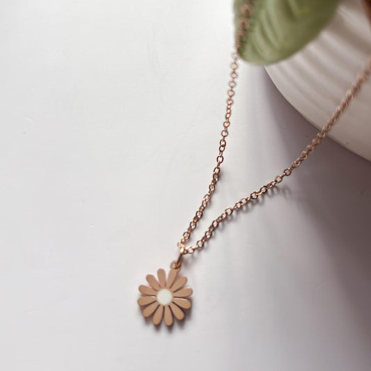 Dual-Sided Flower Pendant Necklace – Rose Gold