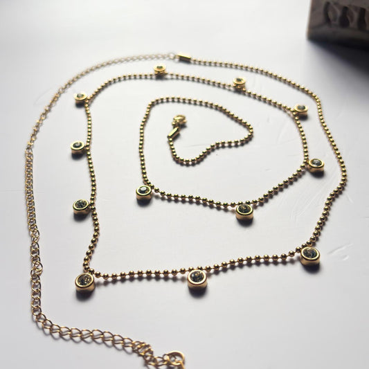 Crystal Drift Waist Chain - Gold