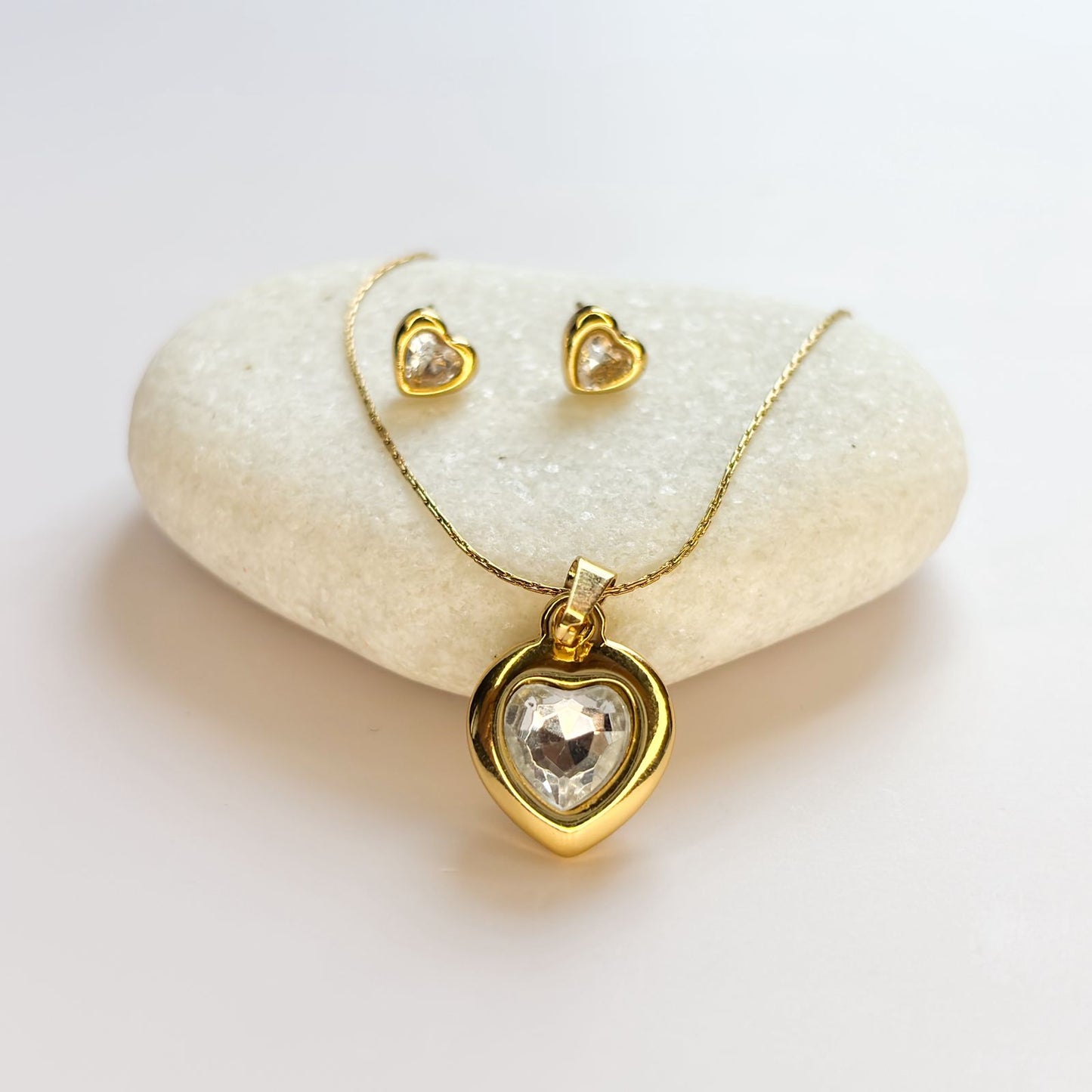Crystal Heart Necklace Set