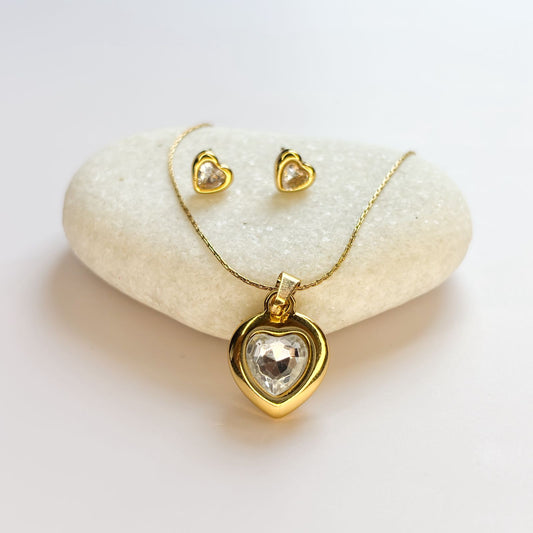 Crystal Heart Necklace Set