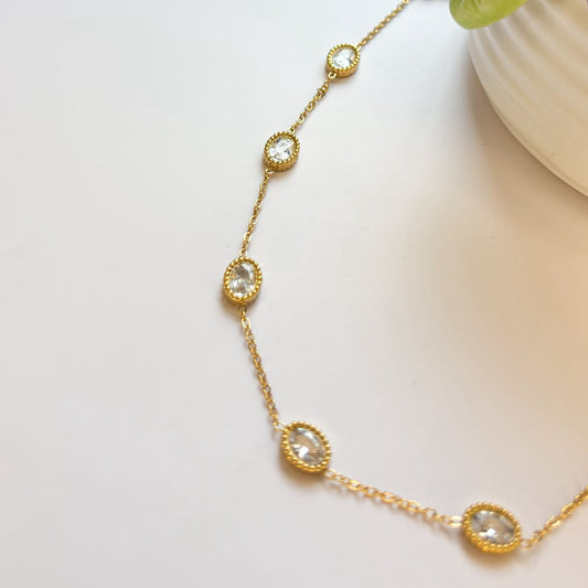 Oval Stone Chain Bracelet