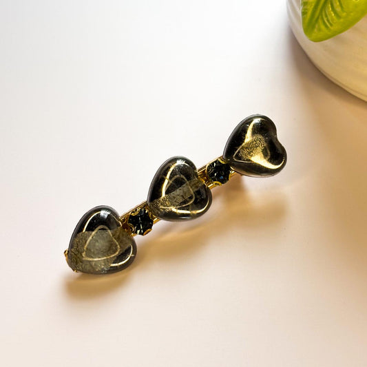 Glossy silver heart drops Hair Slide