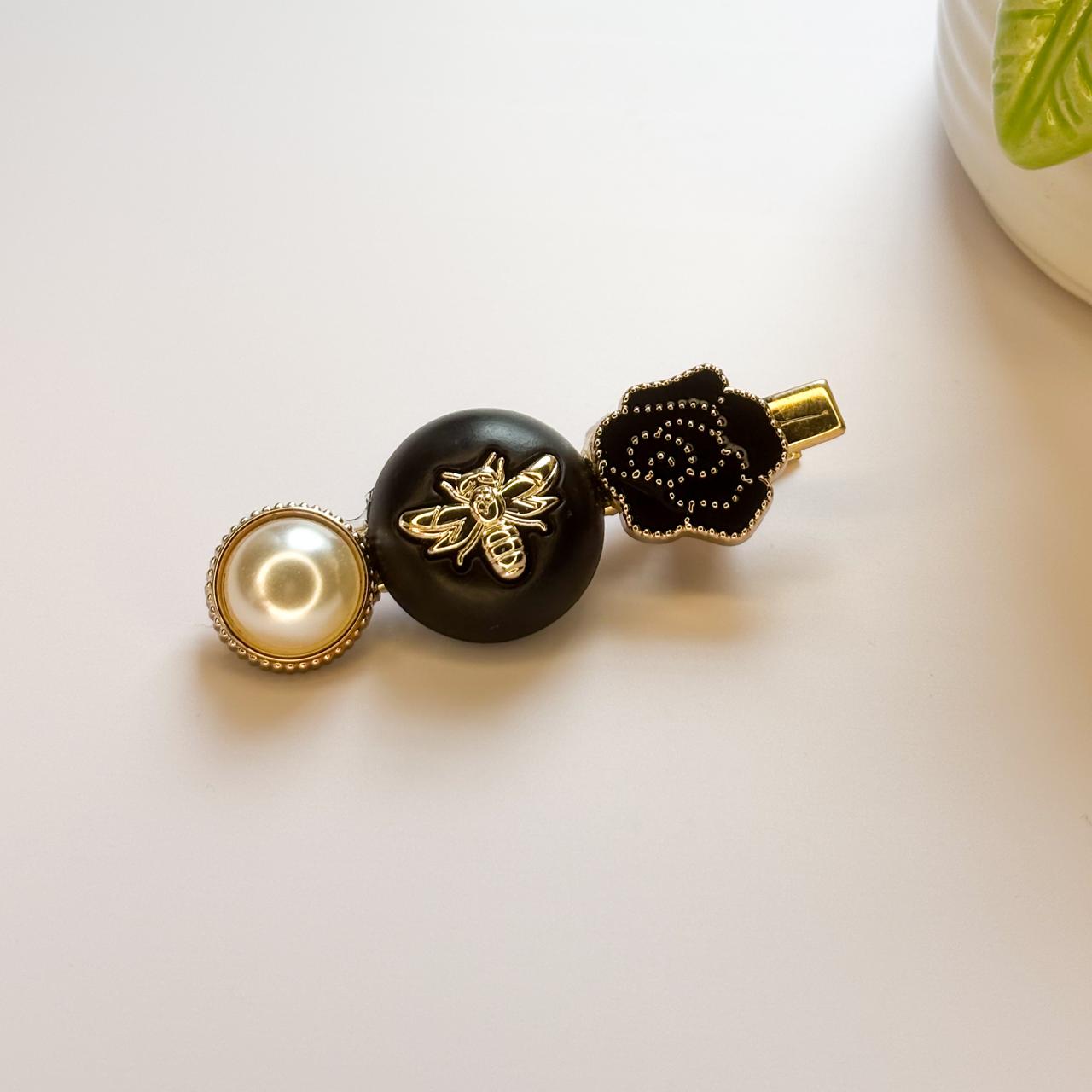Bee- Pearl- Flower Hair Slide