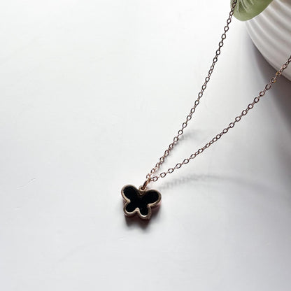 Dual-Sided Butterfly Pendant Necklace – Rose Gold