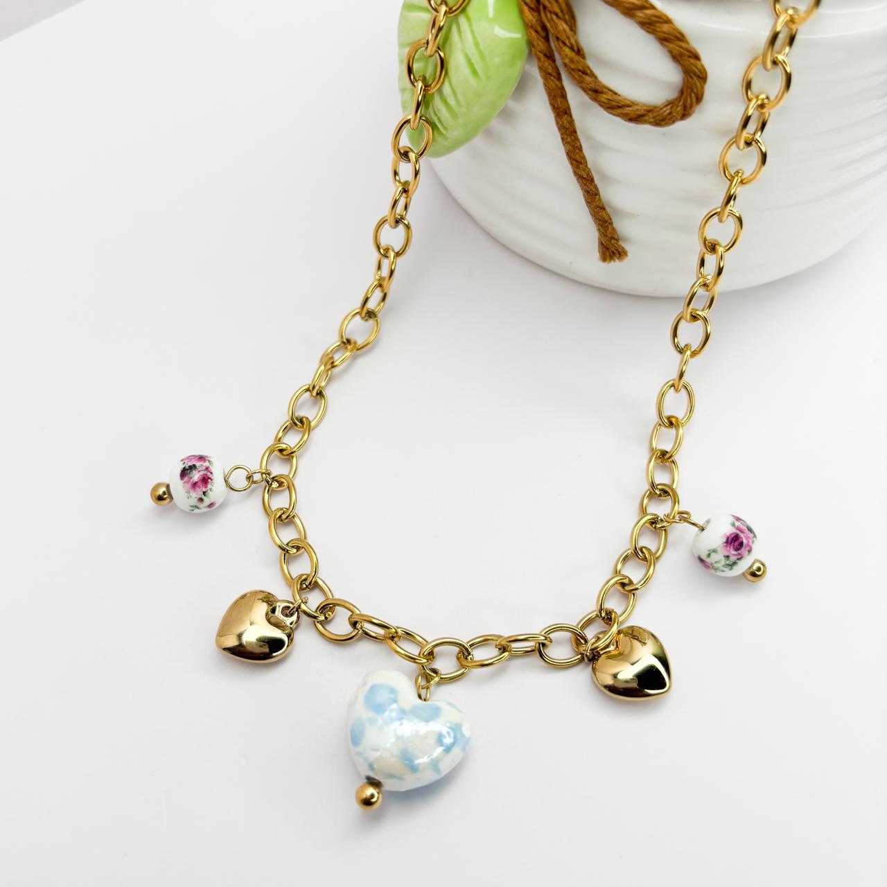 Heart of Hydrangea Charms Necklace