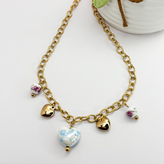 Heart of Hydrangea Charms Necklace