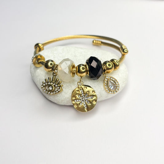 Cosmic Evil Eye Charm Bangle Bracelet