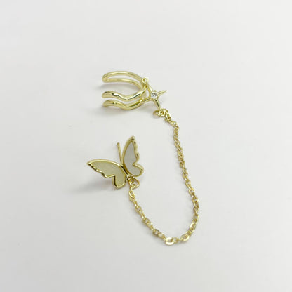 Butterfly Chain Stud Cuff Earring