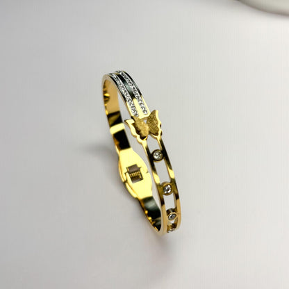Starlit Butterfly Bangle Bracelet