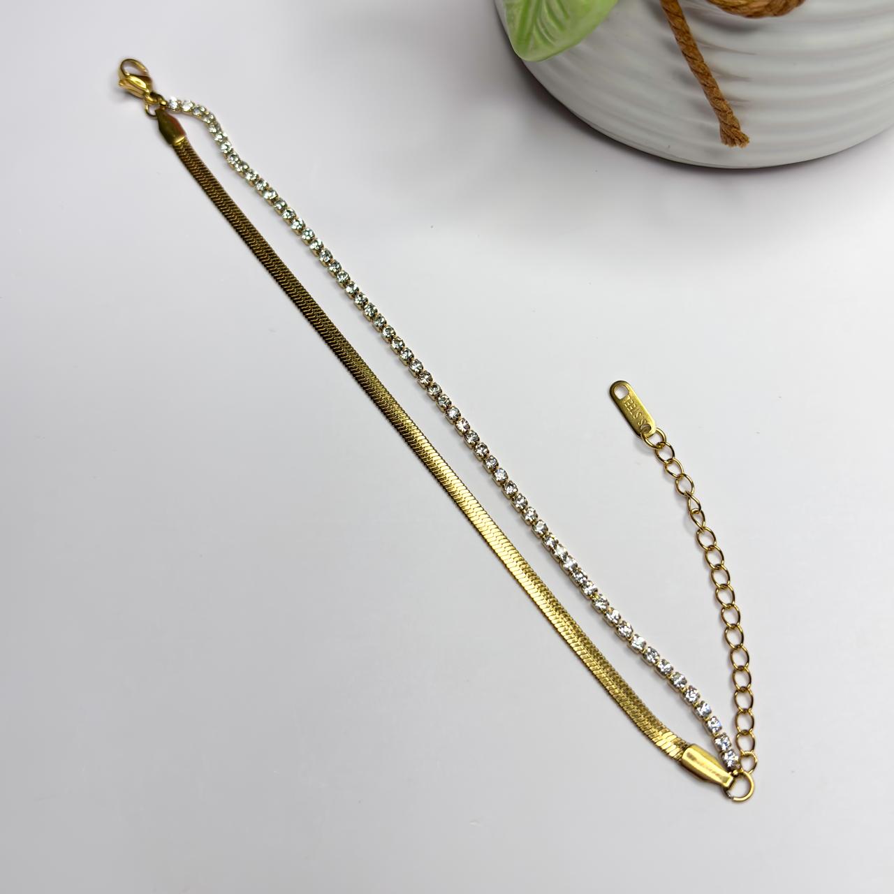 Crystal Snake Chain Layered Bracelet