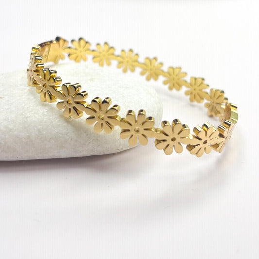 Daisy Bloom Link Bangle Bracelet