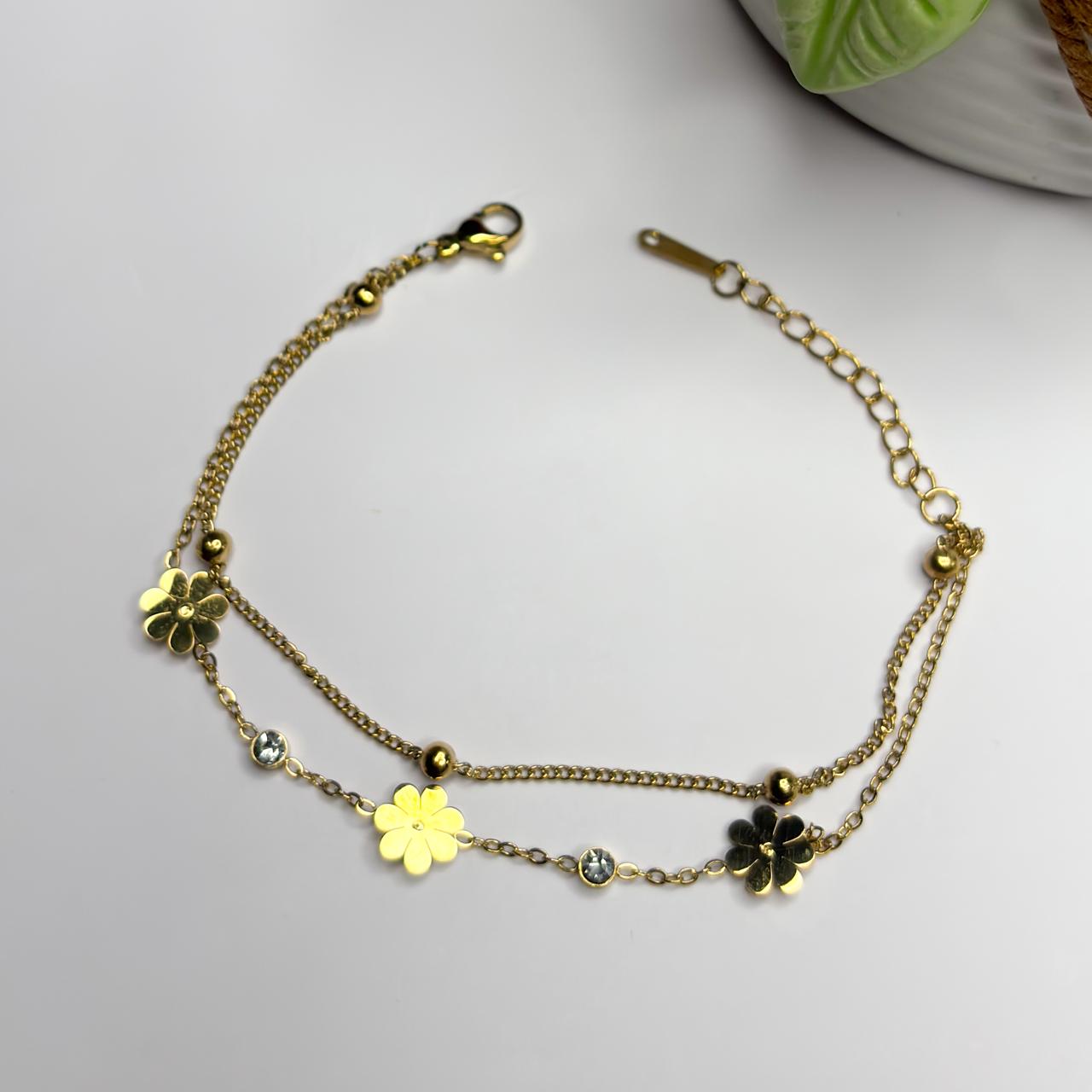 Golden Daisy Layered Bracelet