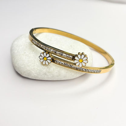 Dual Daisy Bangle Bracelet