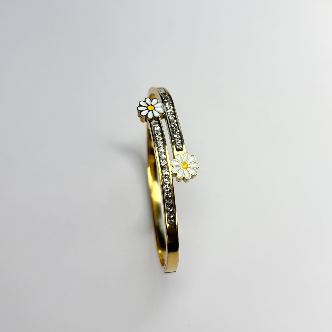 Dual Daisy Bangle Bracelet