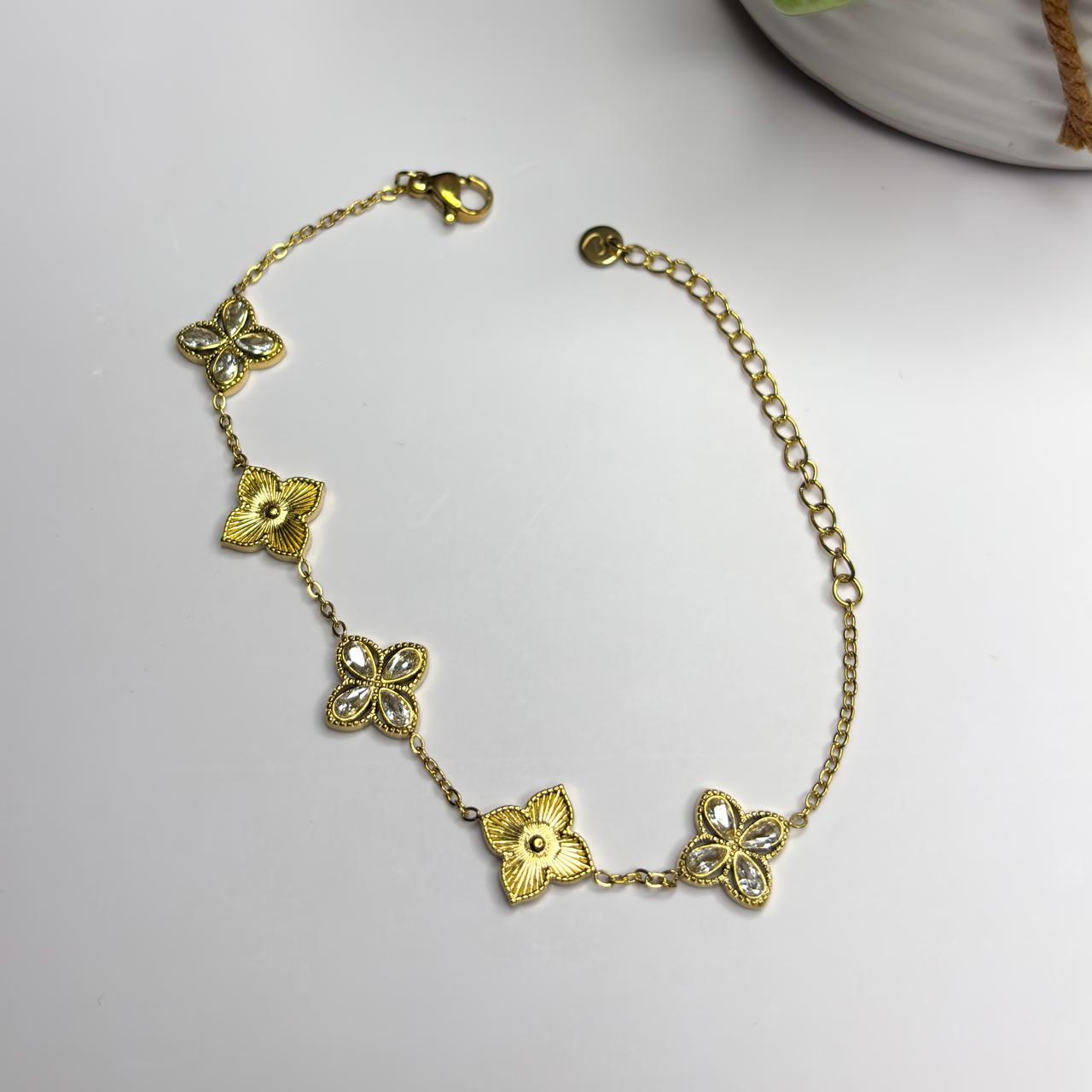 Golden flower Stone Bracelet