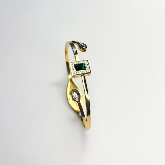 Emerald Glow Bangle Bracelet