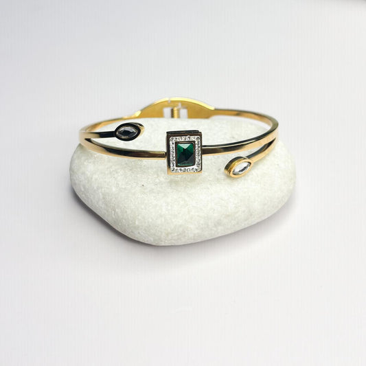 Emerald Glow Bangle Bracelet