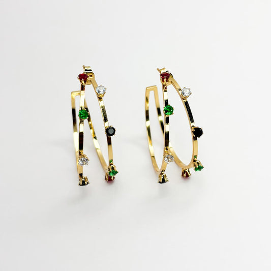 Double-Layered Hoop Earrings – Multi Color