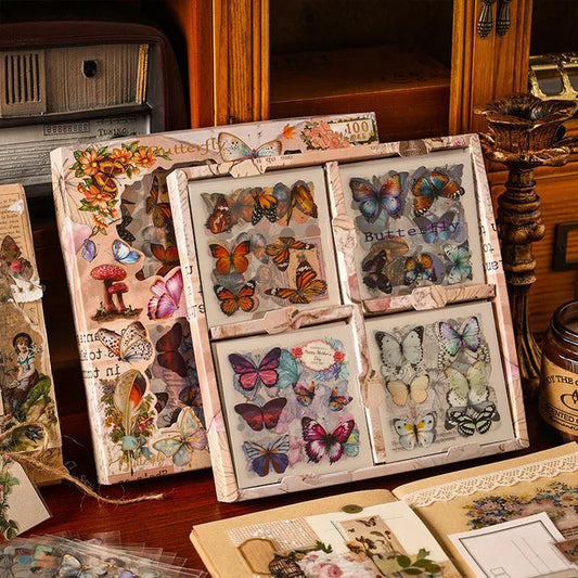 Butterfly Retro Vintage Decorative Journaling Sticker Box