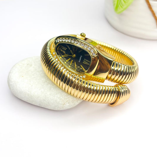 Serpenti Snake Watch Bracelet (Black Dial)